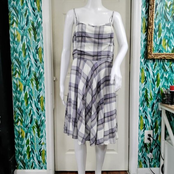 Gap Prairie Cowboy Twee Coquette Whimsy Plaid Knee Length A-Line Dress Large - Picture 4 of 7